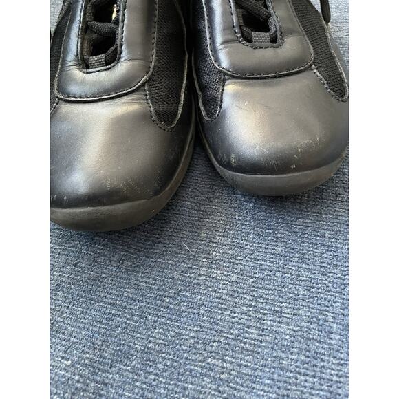 Prada Shoes Americas Cup Men’s 8 Sneakers Black Leather SOME WEAR Outdoor Style - Picture 15 of 16